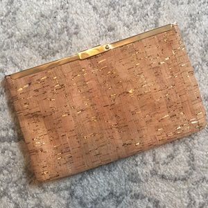 J. Crew Cork and Gold Clutch NWT
